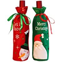Cubierta de la botella de vino de Navidad，2 unids Navidad Botella de Vino Cubiertas Bolsas Decoración de la Mesa de Cena…